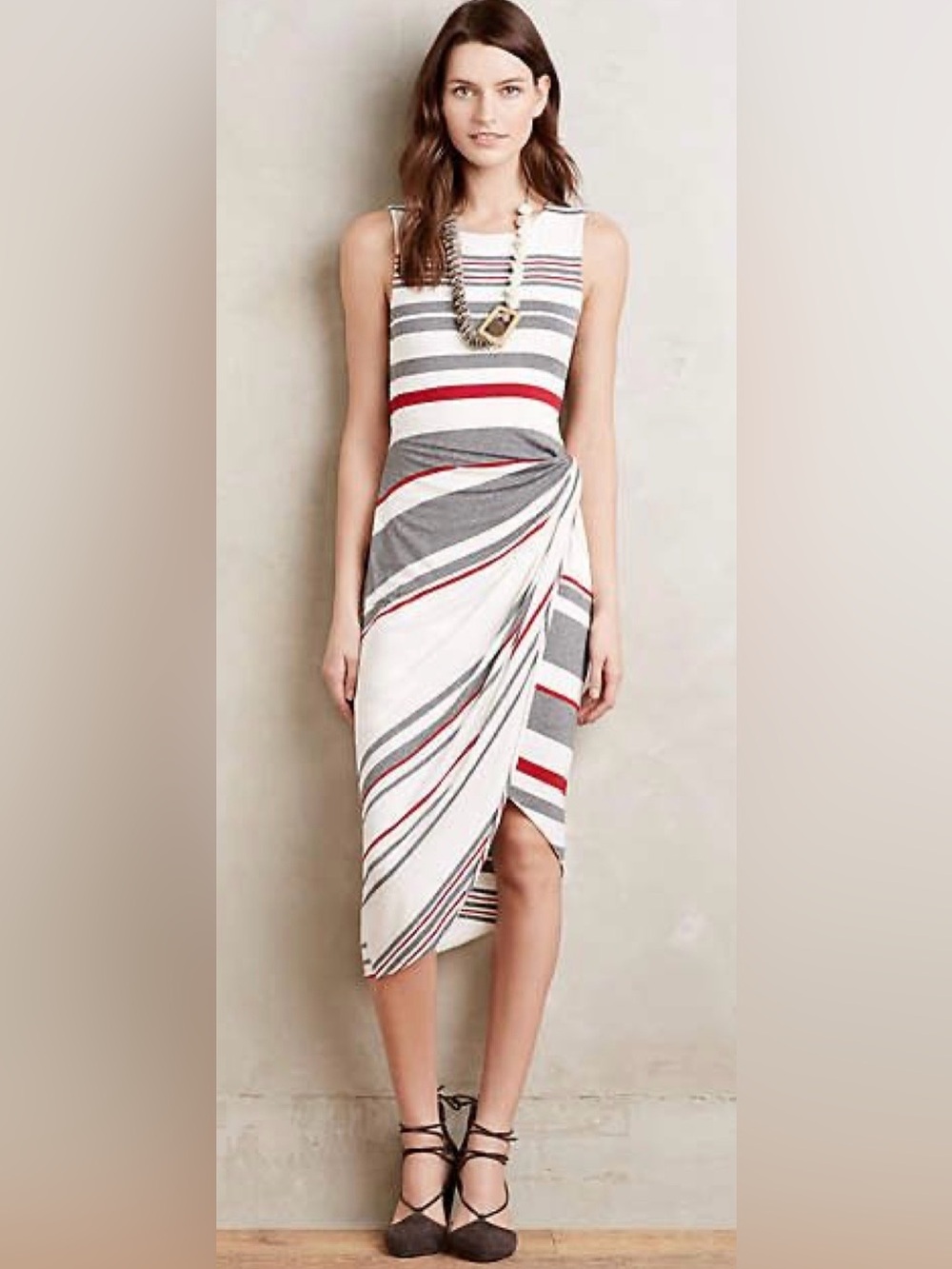 Anthropologie Bailey 44 Striped Twisted Knot Jersey Midi Dress